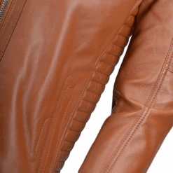 Vegetable Tanned Leather Ribbed Biker Jacket Tan/ Nap : Venom -Luxe Style Central vegetable tanned leather ribbed biker jacket tan nap venom p2289 10380 image