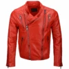 Vegetable Tanned Leather Side Zip Biker Jacket Red : Zeppelin -Luxe Style Central vegetable tanned leather side zip biker jacket red zeppelin p2302 10425 image