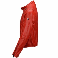 Vegetable Tanned Leather Side Zip Biker Jacket Red : Zeppelin -Luxe Style Central vegetable tanned leather side zip biker jacket red zeppelin p2302 10426 image