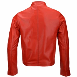 Vegetable Tanned Leather Side Zip Biker Jacket Red : Zeppelin -Luxe Style Central vegetable tanned leather side zip biker jacket red zeppelin p2302 10427 image