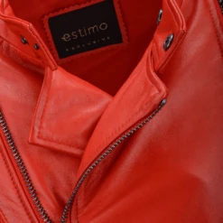 Vegetable Tanned Leather Side Zip Biker Jacket Red : Zeppelin -Luxe Style Central vegetable tanned leather side zip biker jacket red zeppelin p2302 10429 image
