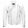 Vegetable Tanned Leather Side Zip Biker Jacket White : Zeppelin -Luxe Style Central vegetable tanned leather side zip biker jacket white zeppelin p2303 10431 image