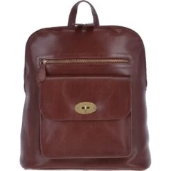 Vegetable Tanned Medium Leather Backpack Chestnut : V-28