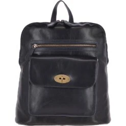 Vegetable Tanned Medium Leather Backpack Navy : V-28