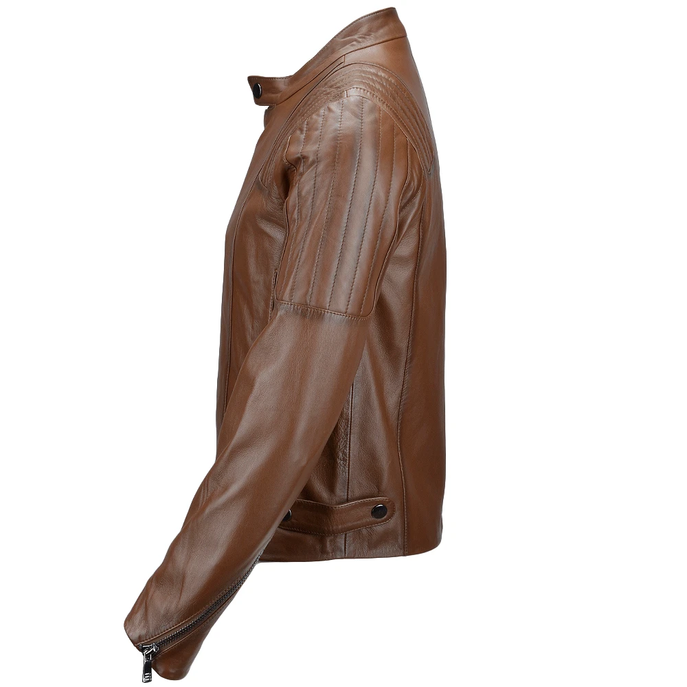Vegetable Tanned Ribbed Leather Jacket Camel : Vespa 4 Vegetable Tanned Ribbed Leather Jacket Camel : Vespa - Image 2