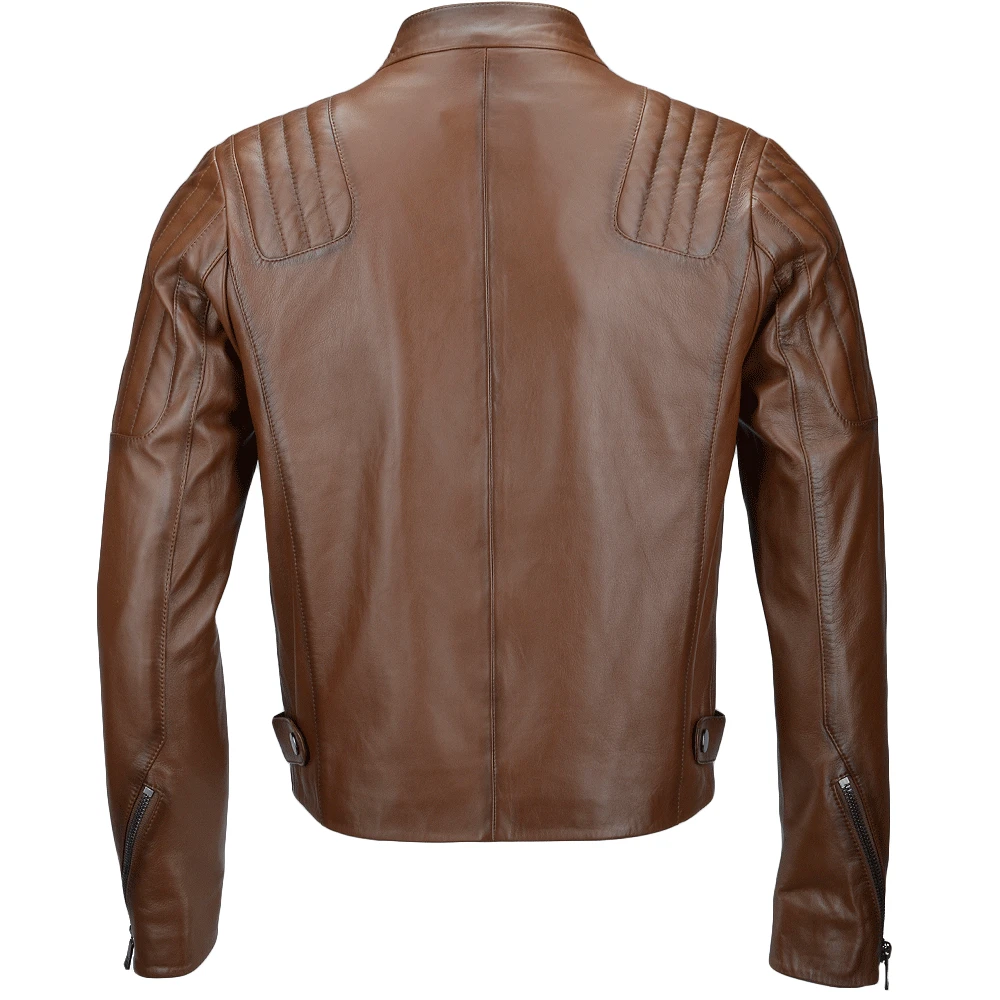 Vegetable Tanned Ribbed Leather Jacket Camel : Vespa 5 Vegetable Tanned Ribbed Leather Jacket Camel : Vespa - Image 3
