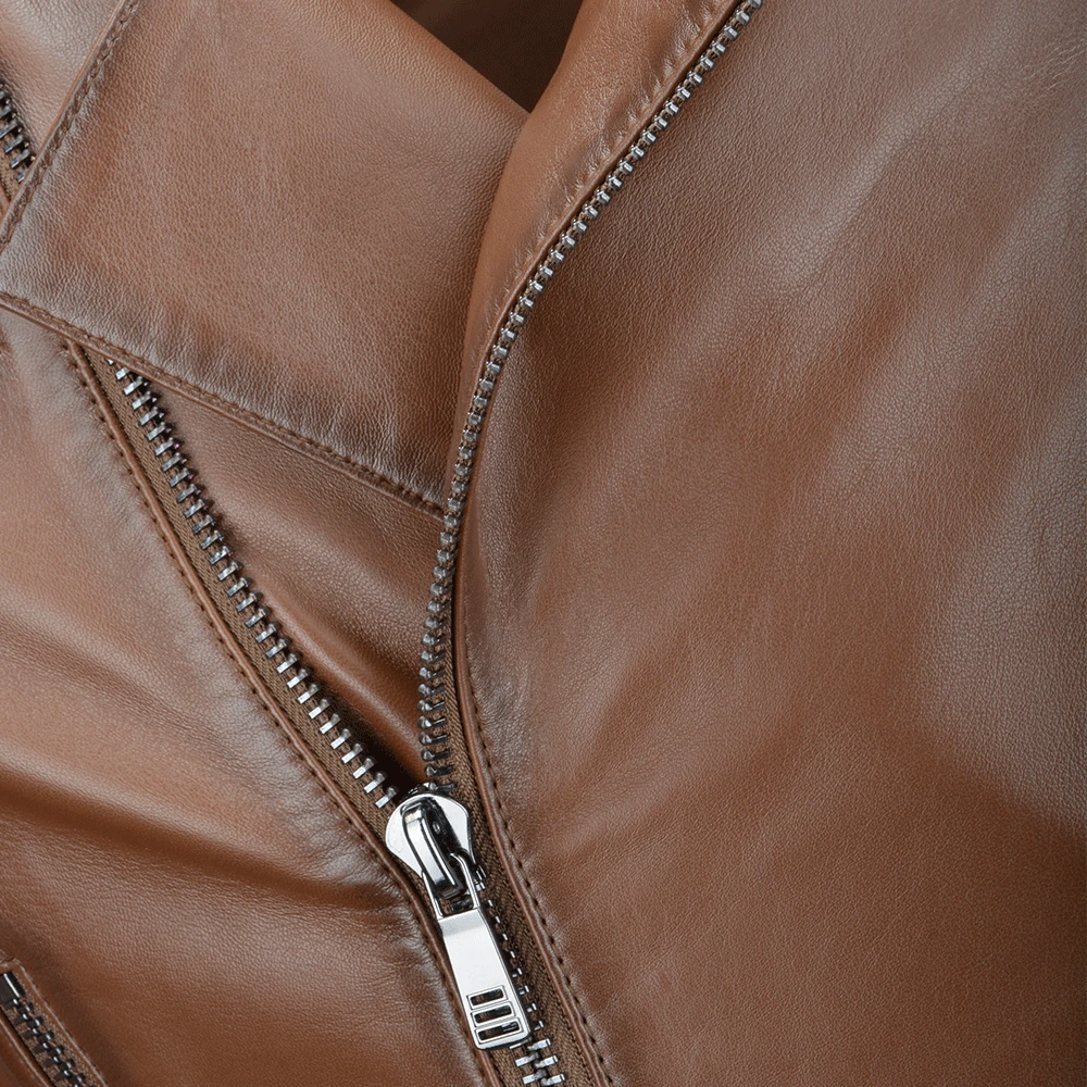 Vegetable Tanned Ribbed Leather Jacket Camel : Vespa 7 Vegetable Tanned Ribbed Leather Jacket Camel : Vespa - Image 5