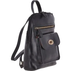 Vegetable Tanned Small Leather Backpack Black : V-25 -Luxe Style Central vegetable tanned small leather backpack black v 25 p3839 16565 image