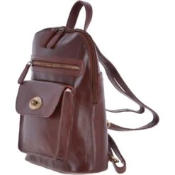 Vegetable Tanned Small Leather Backpack Chestnut : V-25 -Luxe Style Central vegetable tanned small leather backpack chestnut v 25 p3840 16567 image