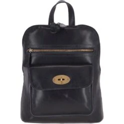 Vegetable Tanned Small Leather Backpack Navy : V-25