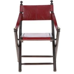 Vintage Folding Leather Chair Red: VIN-37