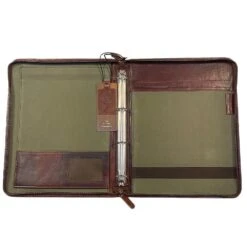 Vintage Leather Luxury A4 Metal Binder Sleeve Tan : Noah -Luxe Style Central vintage leather luxury a4 metal binder sleeve tan noah p2932 20038 image