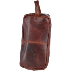 Vintage Leather Luxury Wash Bag With Tubular Mouth Opening Tan : Seb -Luxe Style Central vintage leather luxury wash bag with tubular mouth opening tan seb p2937 13016 image