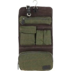 Vintage Oily Hanging Leather Wash Bag Tweed : Liam WB