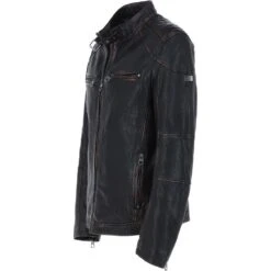 Front Page -Luxe Style Central vintage wash leather biker jacket black lent 2 p6786 24814 image