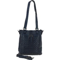 Vintage Woven Leather Bag Navy : D-75