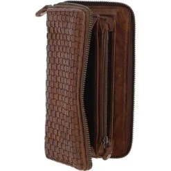 Vintage Woven Leather Zip Around Large 10 Card Coin Note Purse Taupe: D-81 -Luxe Style Central vintage woven leather zip around large 10 card coin note purse taupe d 81 p4291 18411 image