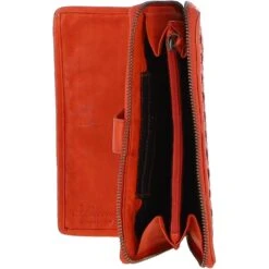 Vintage Woven Leather Zip Around Large 22 Card Coin Note Purse Orange : D-84 -Luxe Style Central vintage woven leather zip around large 22 card coin note purse orange d 84 p4307 18354 image