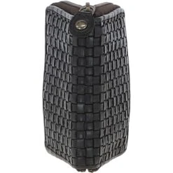 Vintage Woven Leather Zip Around Small 6 Card Coin Purse Dark Grey : D-80 -Luxe Style Central vintage woven leather zip around small 6 card coin purse dark grey d 80 p4277 18317 image