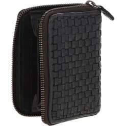 Vintage Woven Leather Zip Around Small 6 Card Coin Purse Dark Grey : D-80 -Luxe Style Central vintage woven leather zip around small 6 card coin purse dark grey d 80 p4277 18318 image