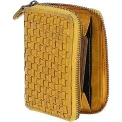 Vintage Woven Leather Zip Around Small 6 Card Coin Purse Yellow : D-80 -Luxe Style Central vintage woven leather zip around small 6 card coin purse yellow d 80 p4283 18331 image