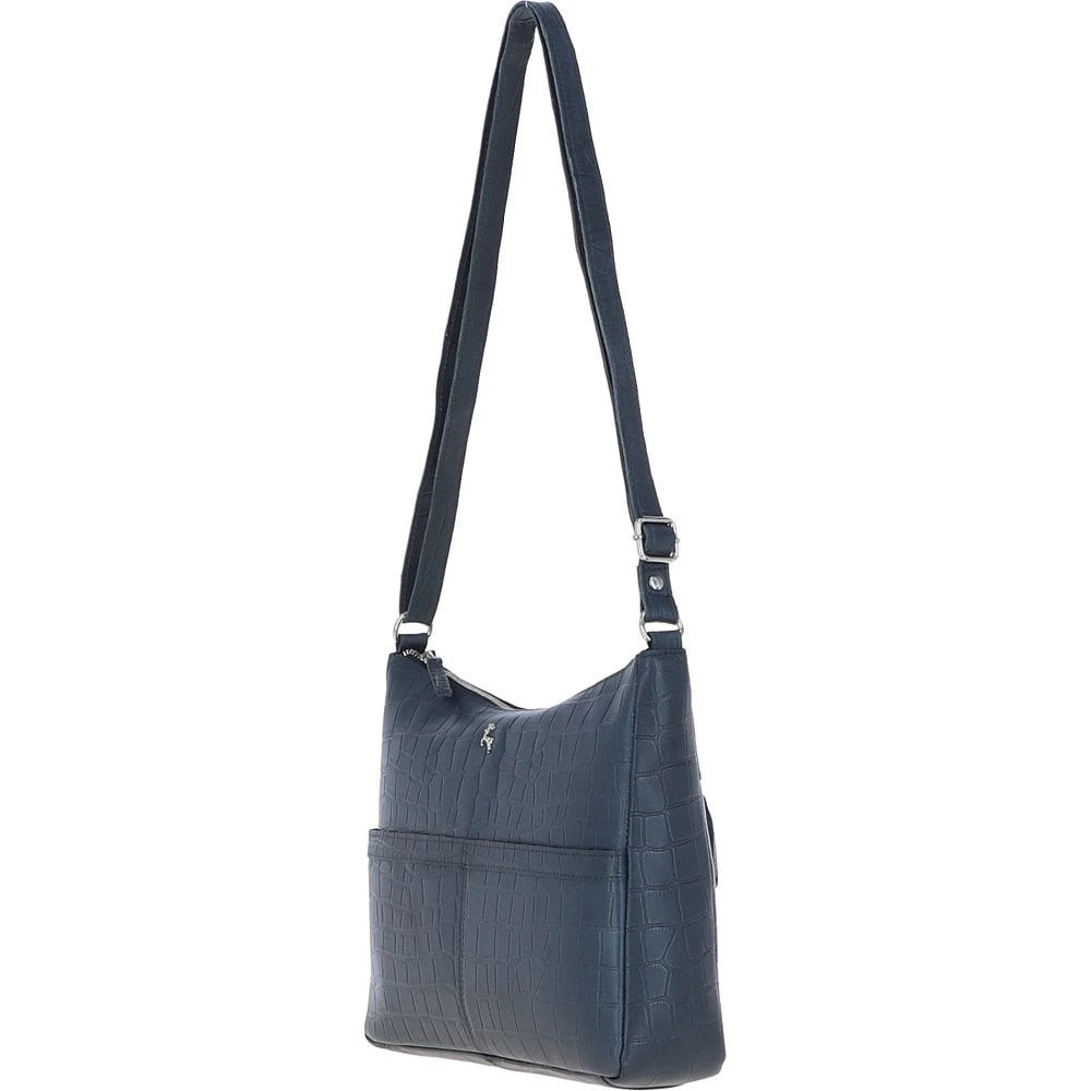 Vittoria Croc Print Leather Shoulder Bag Navy/croc: MC4 5 Vittoria Croc Print Leather Shoulder Bag Navy/croc: MC4 - Image 3