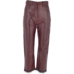 Womens 60's Hippy Leather Jeans Burgundy: Kisa 0479