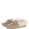 Women's Classic Suede Sheepskin Crimped Slippers Beige/Beige: Ladies Crimped Slippers -Luxe Style Central womens classic suede sheepskin crimped slippers beige beige ladies crimped slippers p4048 17322 image