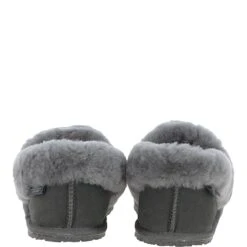 Women's Classic Suede Sheepskin Cuff Slippers Grey : Fen-LCS -Luxe Style Central womens classic suede sheepskin cuff slippers grey fen lcs p4178 17896 image