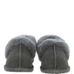 Women's Classic Suede Sheepskin Cuff Slippers Grey : Fen-LCS -Luxe Style Central womens classic suede sheepskin cuff slippers grey fen lcs p4178 17898 image