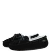 Women's Classic Suede Sheepskin Moccasin Slippers Black/White : Ladies Moccasins -Luxe Style Central womens classic suede sheepskin moccasin slippers black white ladies moccasins p4050 17366 image