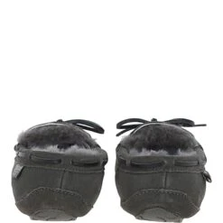Women's Classic Suede Sheepskin Moccasin Slippers Grey: Ladies Moccasins -Luxe Style Central womens classic suede sheepskin moccasin slippers grey ladies moccasins p4183 17880 image
