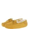 Women's Classic Suede Sheepskin Moccasin Slippers Mustard : Ladies Moccasins