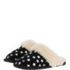 Women's Classic Suede Sheepskin Slippers Black/Silver: Fen-Ladies -Luxe Style Central womens classic suede sheepskin slippers black silver fen ladies p4038 17298 image