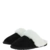 Women's Classic Suede Sheepskin Slippers Black/white : Fen-Ladies -Luxe Style Central womens classic suede sheepskin slippers black white fen ladies p4037 17295 image