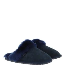 Women's Classic Suede Sheepskin Slippers Navy : Fen-Ladies -Luxe Style Central womens classic suede sheepskin slippers navy fen ladies p4039 17303 image