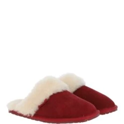 Women's Classic Suede Sheepskin Slippers Red Velvet: Fen-Ladies -Luxe Style Central womens classic suede sheepskin slippers red velvet fen ladies p4043 17315 image