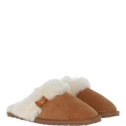 Women's Classic Suede Sheepskin Slippers Tan: Fen-Ladies -Luxe Style Central womens classic suede sheepskin slippers tan fen ladies p5570 20086 image