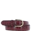 Women's Croc Print Leather Belt With Gold Metal Pin Buckle Bordeaux: C-99 -Luxe Style Central womens croc print leather belt with gold metal pin buckle bordeaux c 99 p7209 26582 image