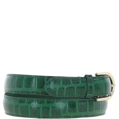 Women's Croc Print Leather Belt With Gold Metal Pin Buckle Green: C-99 -Luxe Style Central womens croc print leather belt with gold metal pin buckle green c 99 p7210 26589 image
