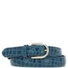 Women's Croc Print Leather Belt With Gold Metal Pin Buckle Teal: C-99 -Luxe Style Central womens croc print leather belt with gold metal pin buckle teal c 99 p7212 26594 image