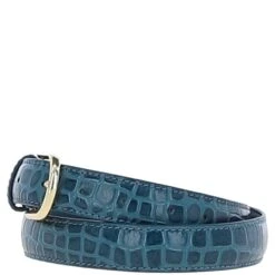 Front Page -Luxe Style Central womens croc print leather belt with gold metal pin buckle teal c 99 p7212 26595 image