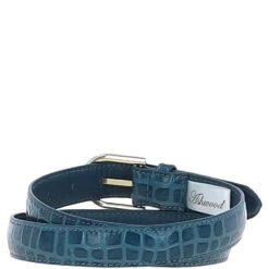 Women's Croc Print Leather Belt With Gold Metal Pin Buckle Teal: C-99 -Luxe Style Central womens croc print leather belt with gold metal pin buckle teal c 99 p7212 26596 image