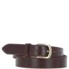 Women's Fashion Leather Belt With Gold Metal Pin Buckle Brown: LB-303