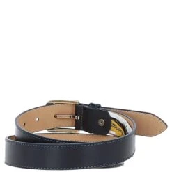 Women's Fashion Leather Belt With Gold Metal Pin Buckle Navy: LB-303 -Luxe Style Central womens fashion leather belt with gold metal pin buckle navy lb 303 p7221 26552 image