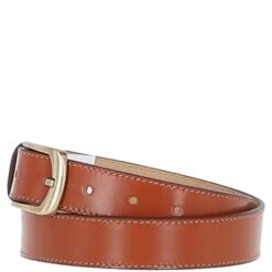 Women's Fashion Leather Belt With Gold Metal Pin Buckle Tan: LB-303 -Luxe Style Central womens fashion leather belt with gold metal pin buckle tan lb 303 p7222 26555 image