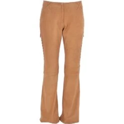 Women's Flared 60's Suede Leather Jeans Beige Suede : Flared 3587