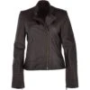 Women's Leather Biker Jacket Brown : Tavira