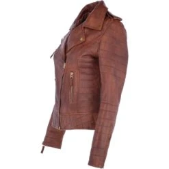 Women's Leather Biker Jacket Tan: Targaryen -Luxe Style Central womens leather biker jacket tan targaryen p3436 15034 image