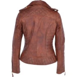 Women's Leather Biker Jacket Tan: Targaryen -Luxe Style Central womens leather biker jacket tan targaryen p3436 15035 image